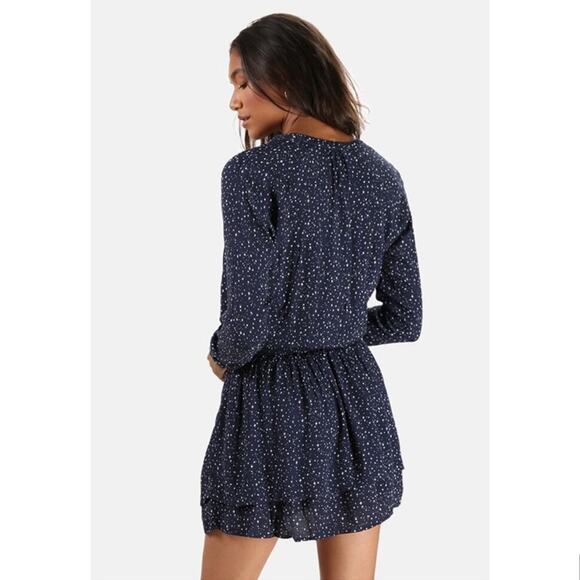 Rails Jasmine Star Mini Dress In Navy Nova Smocked Long Sleeve small - Picture 2 of 14